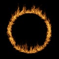 Yellow orange hot raging blaze of fire, circle round ring