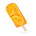 Yellow orange ice cream popsicle isolated on white Royalty Free Stock Photo