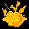 Yellow orange juice or honey blots. Liquid jets