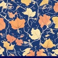 Yellow and orange leaves on a striking blue background of autumn Royalty Free Stock Photo