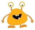 Yellow and orange monster who is very cheerful illustration print vector