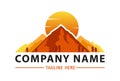 Yellow Orange Mountain and Sunset Logo Design Royalty Free Stock Photo