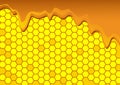 Yellow and orange pattern with honeycomb and honey drips. Royalty Free Stock Photo