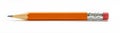 Yellow orange pencil with eraser on a white background Royalty Free Stock Photo