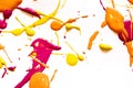 Yellow Orange and Pink Paint Splats and Abstract Background Decoration