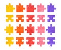 Watercolor illustration set of colorful jigsaw puzzle pieaces. Royalty Free Stock Photo