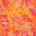 Yellow, orange, red and grey colored random spots, round splashes. Abstract seamless pattern