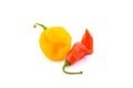 Yellow Orange and Red lantern hot ripe habanero chili pepper Royalty Free Stock Photo