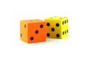 Yellow and Orange rubber dice Royalty Free Stock Photo