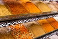 Yellow and orange spices on market stall at grand bazaar
