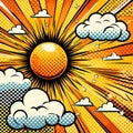 Yellow orange sun pop art retro rays background Royalty Free Stock Photo