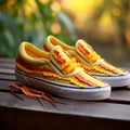 Yellow And Orange Vans Shoes: Anamorphic Art Inspired Slippers