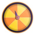 Yellow orange wheel fortune icon, cartoon style