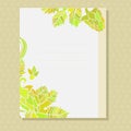 Yellow ornamented card with floral pattern