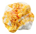 Yellow Orpiment mineral stone on dolomite isolated