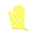 Yellow oven mitt isolated on white background. Flat oven glove with square pattern. Cartoon kitchenware