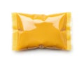 Yellow packet of condiments isolated on white background Royalty Free Stock Photo