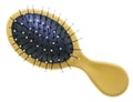 Yellow paddle brush is on white background, top view