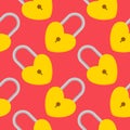 Yellow padlocks. Seamless pattern with colorful locks on a color background. Vector Cyber attack security pattern seamless with