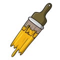 Yellow paint brush, Wide brush with yellow paint, drawing tool, vector cartoon illustration Royalty Free Stock Photo