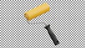 Yellow paint roller with black handle on checkered background Royalty Free Stock Photo