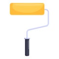 Yellow paint roller spreading paint on a wall Royalty Free Stock Photo
