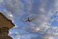 A Yellow Painted Boeing 737 from TUI Holidays coming in to land at Tenerife Airport Royalty Free Stock Photo