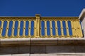 Yellow cast iron railing detail on the Margaret bridge in Budapest Royalty Free Stock Photo