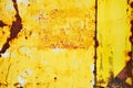 Yellow painted metal with rust texture Royalty Free Stock Photo