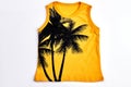 Yellow palm tree print t-shirt. Royalty Free Stock Photo