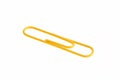 Yellow Paper clip isolated on white background Royalty Free Stock Photo