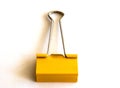 Yellow paper clip isolated on white background - image Royalty Free Stock Photo
