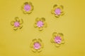 Yellow paper flowers with pink core