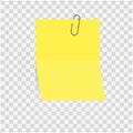 Yellow paper note blank frame or stick to sealed records paper clip isolated on background. Royalty Free Stock Photo