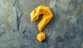 Yellow Paper Question Mark Origami On Grey Background With Empty Space For Customization Royalty Free Stock Photo