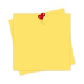 Yellow paper, reminder with shadow on white background