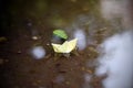 Yellow paperboat on river