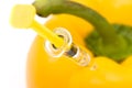 Yellow paprika and injection Royalty Free Stock Photo