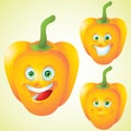 Yellow paprika, pepper face expression cartoon character set