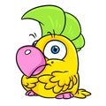 Yellow parrot small animal bird illustration cartoon character isolated