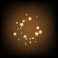 Yellow Party Stars Vector Brown Background.