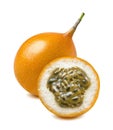 Yellow passion fruit or granadilla on white
