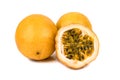 Yellow passion fruits on white Royalty Free Stock Photo