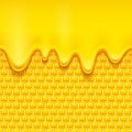Yellow pattern with honeycomb and honey drips. Royalty Free Stock Photo