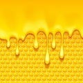Yellow pattern with honeycomb and honey drips. Royalty Free Stock Photo