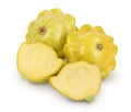 Yellow pattypan squash isolated on white background, Clipping path and full depth of field Royalty Free Stock Photo