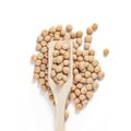 Yellow Pea matar sabut, Sugar pea. Yellow Pea with wooden spoon Royalty Free Stock Photo