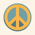 yellow peace symbol in a blue circle