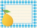 Yellow pear on chequered background
