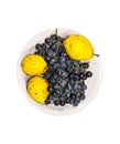 Yellow pear and grapes on the Royalty Free Stock Photo